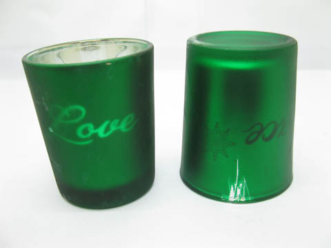 144 Green Glass Tea Light Holder Wedding Favor - Click Image to Close
