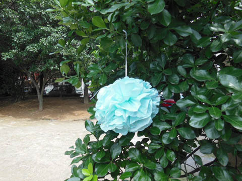 10 Blue Tissue Paper Pom Poms Wedding Party Decoration 30cm Dia - Click Image to Close