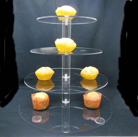 1Set X 4-Tier Clear Acrylic Round Cupcake Stand Wedding Party Di - Click Image to Close
