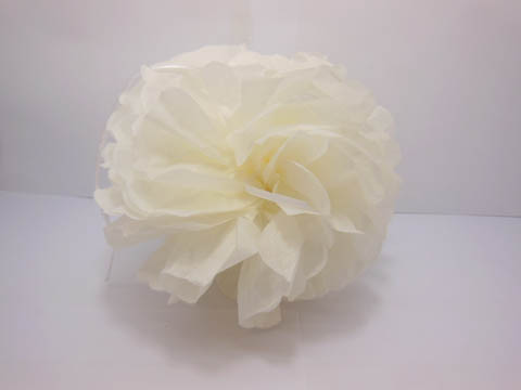 10 Ivory Tissue Paper Pom Poms Wedding Party Decoration 20cm Dia - Click Image to Close
