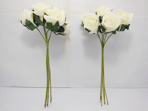 12BundleX6Pcs Craft Scrapbooking Wedding Decor Rose - Ivory - Click Image to Close