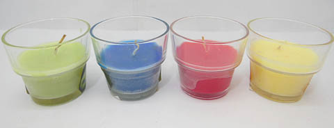 48X Color Candle In Glass Cup Mixed - Click Image to Close