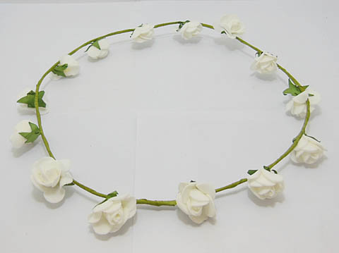 10Pcs White Rose Flower Garland Bride Corolla Wedding Hair Acces - Click Image to Close