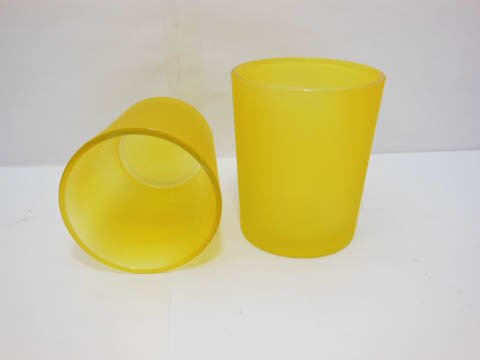 40 Frosted Glass Tea Light Holder Wedding Favor 6.5cm Yellow - Click Image to Close