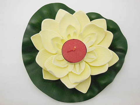 25 Ivory Floating Lotus Flower w/Candle Wedding Decoration - Click Image to Close