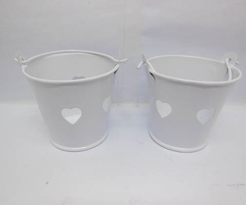 40Pcs White Hollow Mini Tin Pail Bucket 5.5cm Wedding Favor - Click Image to Close