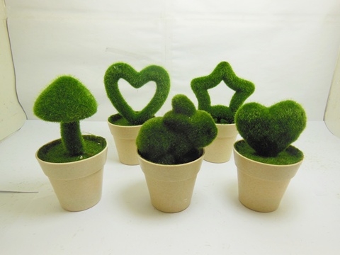 10 Mini Artificial Foam Moss Plant with Pot Decoration Mixed - Click Image to Close