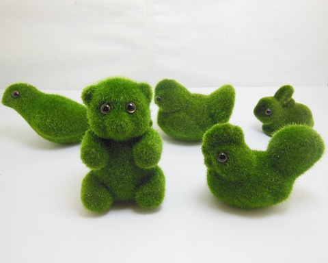 10 Green Artificial Foam Moss Animal Shape 5 Designs - Click Image to Close