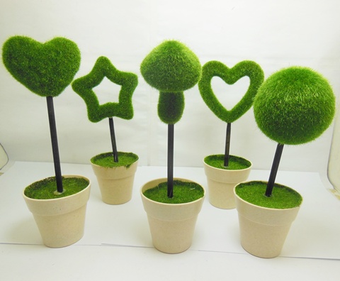 10 Artificial Foam Moss Plant with Pot Decoration Mixed - Click Image to Close