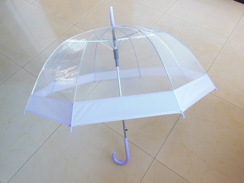 10Pc Clear Wind Water Proof Umbrella DOME Parasol Purple Border - Click Image to Close