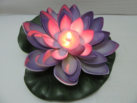 25 Purple Floating Lotus Flower with Candle Wedding Decoration - Click Image to Close