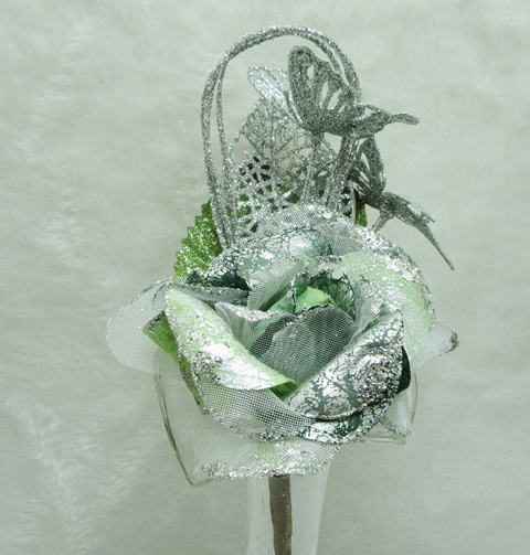 20Bundle Green Craft Scrapbooking Wedding Decor Flower 20.5cm - Click Image to Close