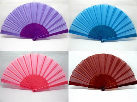 10X New Chinese Cloth Folding Fans Mixed Color - Click Image to Close