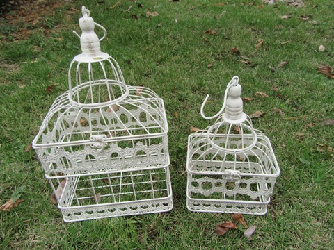 1Set Ivory Luxury Hanging Bird Cage Shabby Style - Rectangle - Click Image to Close