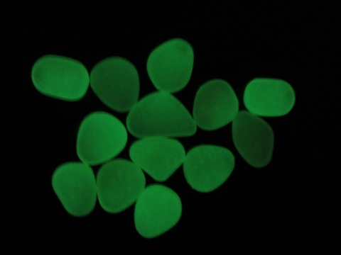 100 Glow in The Dark Stones Green Pebbles Rock Fish Home Garden - Click Image to Close