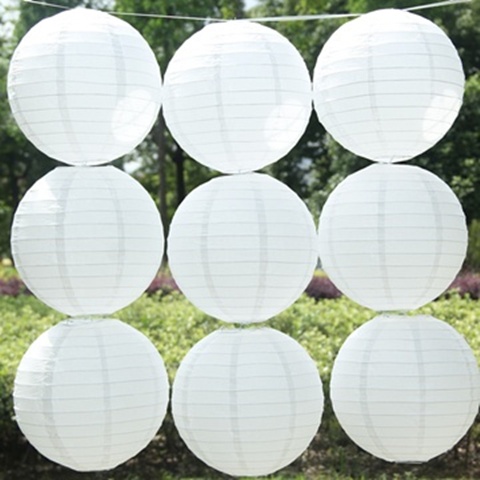 10Pcs New Plain White Round Paper Lanterns 30cm - Click Image to Close