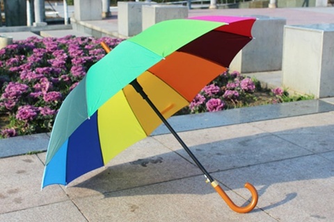 1X New Water Proof 12 Colors Rainbow Walking Umbrella 100cm Dia - Click Image to Close