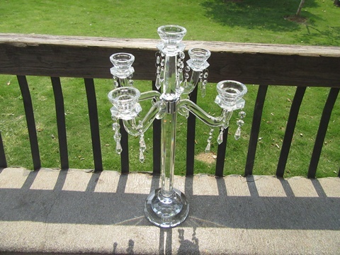 1X 5-Heads Tall Crystal Candle Holder Candelabra 56cm High - Click Image to Close