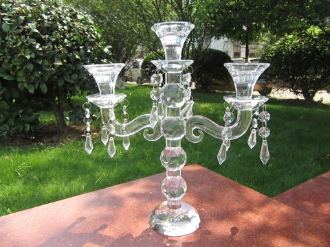 1X 3-Heads Crystal Candle Holder Candelabra 28cm High - Click Image to Close