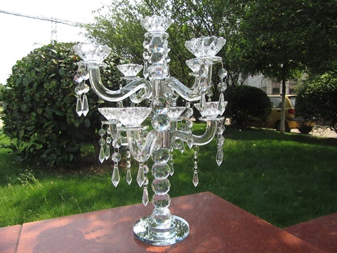 1X 9-Heads Tall Crystal Candle Holder Candelabra 43cm High - Click Image to Close