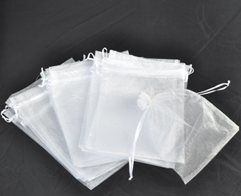 98 White Drawstring Jewelry Gift Pouches 23x16cm - Click Image to Close