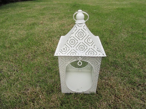 1X White Hanging Candle Lantern Wedding Decoration 24cm High - Click Image to Close