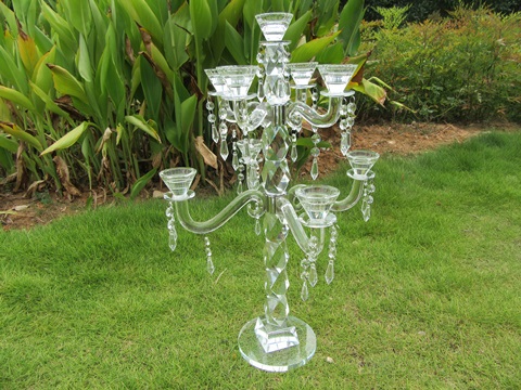 1X 9-Heads Tall Crystal Candle Holder Candelabra 60cm High - Click Image to Close
