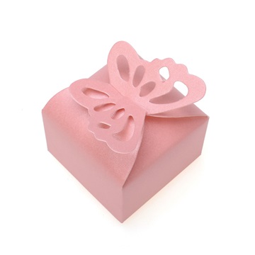 50X Shiny Pink Butterfly Wedding Favor Candy Gifts Boxes - Click Image to Close
