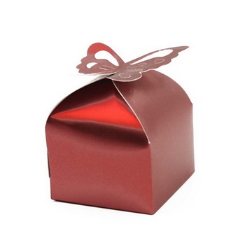 50X Red Ivory Butterfly Wedding Favor Candy Gifts Boxes - Click Image to Close