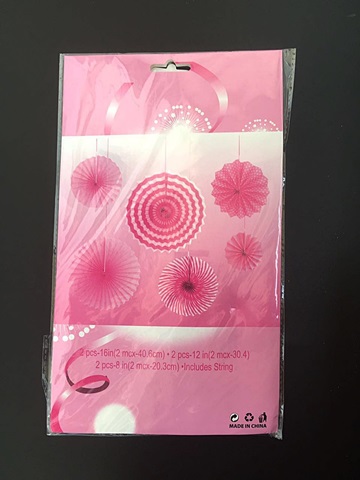 1Set X 6Pcs Pink Tissue Paper Fans Decorations Kit Wedding Brida - Click Image to Close