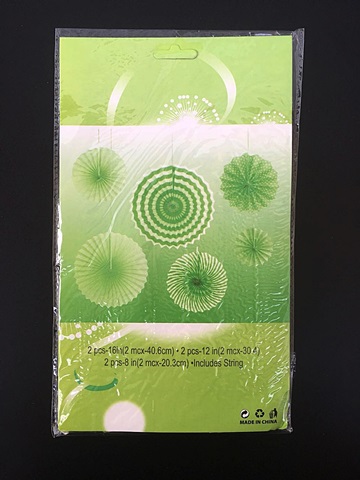 1Set X 6Pcs Green Tissue Paper Fans Decorations Kit Wedding Brid - Click Image to Close
