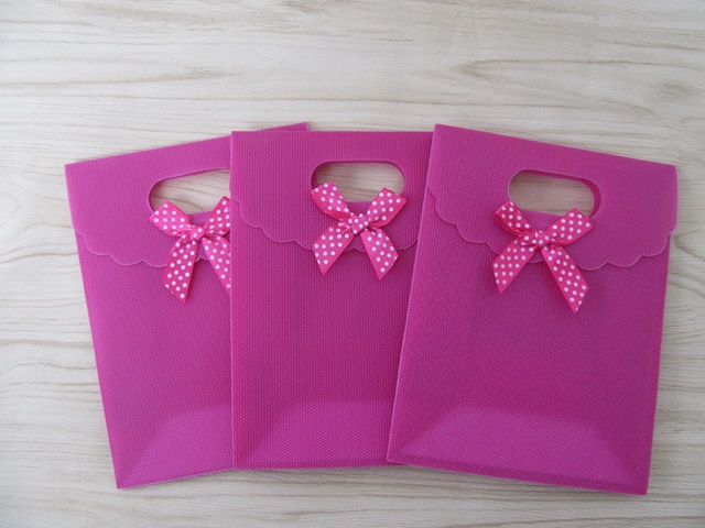 12Pcs New Fuschia Gift Bag for Wedding 16.3x12.3cm - Click Image to Close