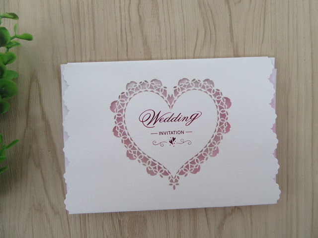 10Pcs New Wedding Invitation Pink Romantic Heart - Click Image to Close