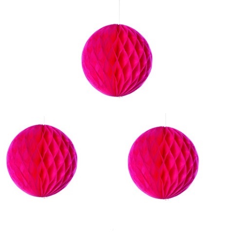 14Pcs Hot Pink Honeycomb Ball Tissue Paper Pom Poms Party Lanter - Click Image to Close