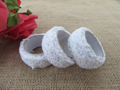 30Rolls X 1Meter White Adhensive Craft Cotton Trim Embellishment - Click Image to Close