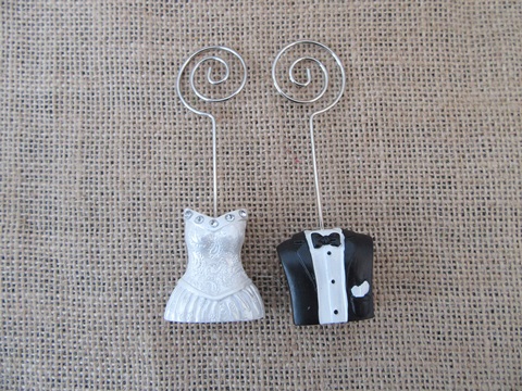 12Prs Bride&Broom Table Stand Name Number Place Card Holder Wedd - Click Image to Close