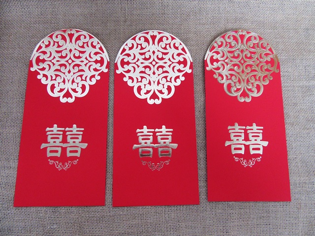 6Pcs Wedding Invitation Envelope - Double Happiness Packet De - Click Image to Close