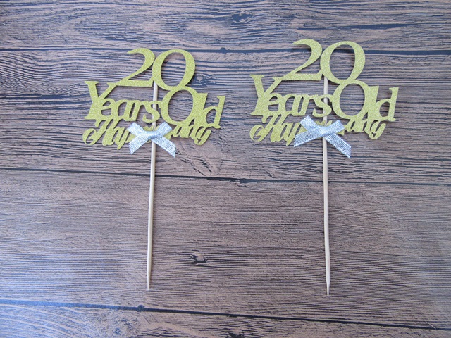 12Pcs Cheers To 20 Years Cake Topper 20th Birthday Party Anniver - Click Image to Close