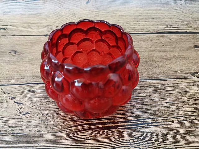 10Pcs Glass Lotus Pattern Tea Light Holder - Red - Click Image to Close