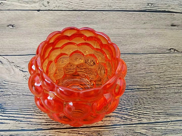 5Pcs Glass Lotus Pattern Tea Light Holder - Orange - Click Image to Close