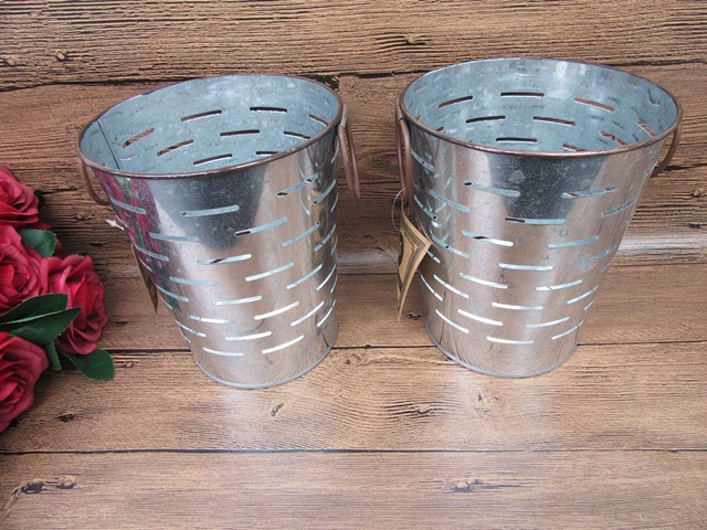 4Pcs Hollow Metal Tin Silver Pail Bucket Wedding Favor Home Deco - Click Image to Close