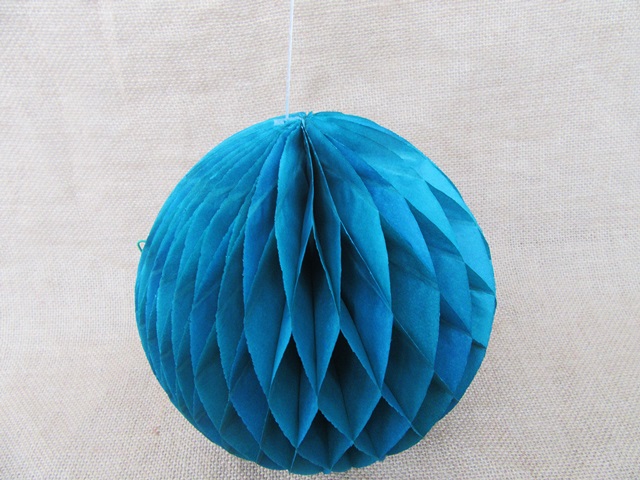 10X Blue Tissue Paper Pom Poms Honeycomb Balls Lanterns Wedding - Click Image to Close