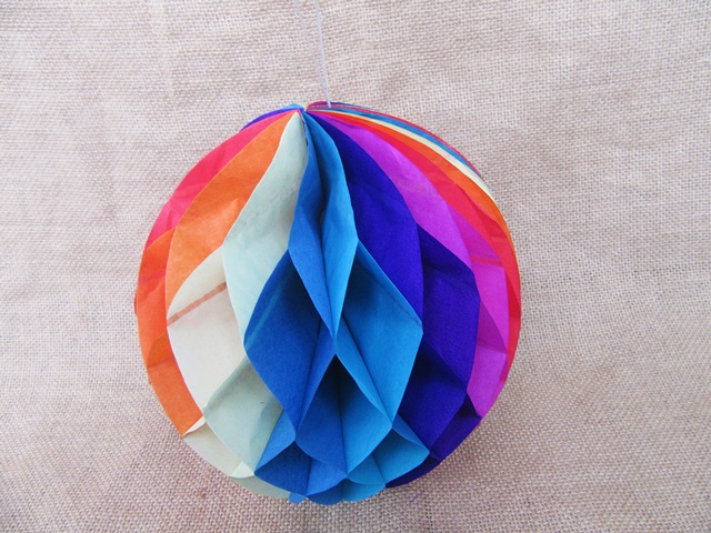 10X Colorful Tissue Paper Pom Poms Honeycomb Balls Lanterns Wedd - Click Image to Close