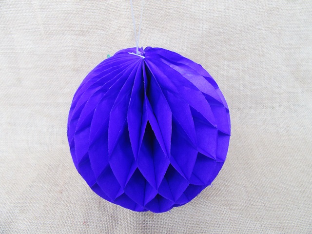 10X Purple Tissue Paper Pom Poms Honeycomb Balls Lanterns Weddin - Click Image to Close