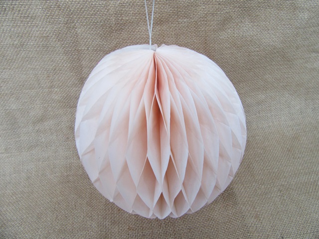 10X Peach Tissue Paper Pom Poms Honeycomb Balls Lanterns Wedding - Click Image to Close