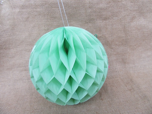 10X Green Tissue Paper Pom Poms Honeycomb Balls Lanterns Wedding - Click Image to Close