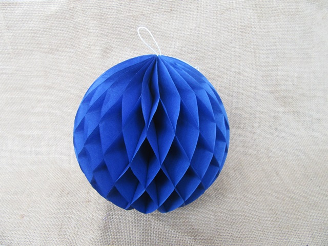 10X Royal Blue Tissue Paper Pom Poms Honeycomb Balls Lanterns We - Click Image to Close