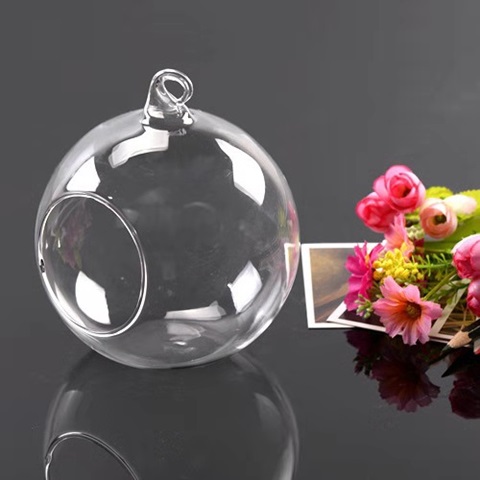 6Pcs Hanging Ball Shape Glass Tea Light Plant Etc Holder - Click Image to Close