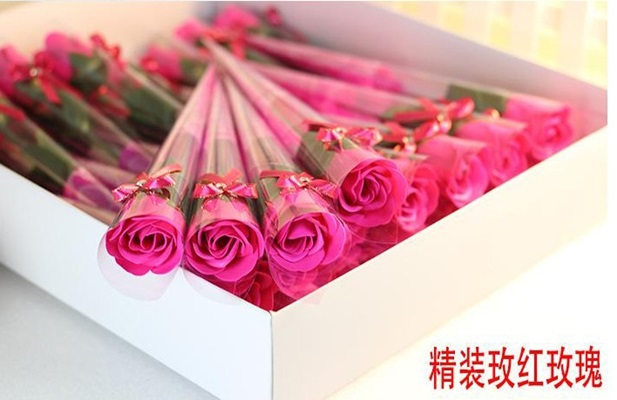 38Pcs Hot Pink Bath Artificial Rose Soap Flower Mother's Day Val - Click Image to Close