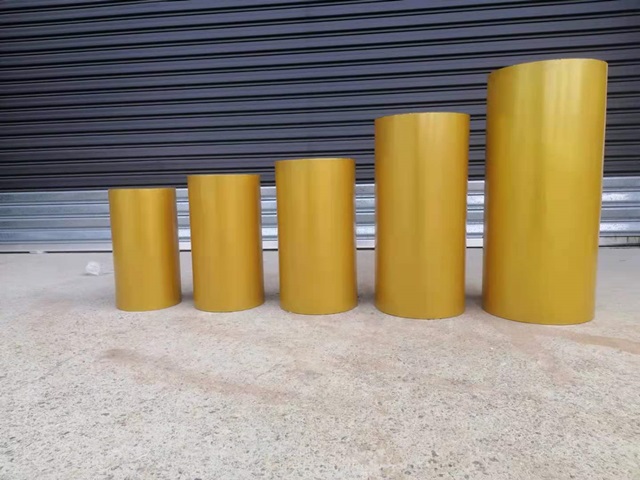 1Set x 5Pcs Gold Round Plinth Cylinder Pedestal Wedding Display - Click Image to Close